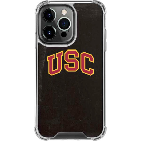 University of Southern California USC Logo Black Distressed iPhone 16 Pro Clear Case